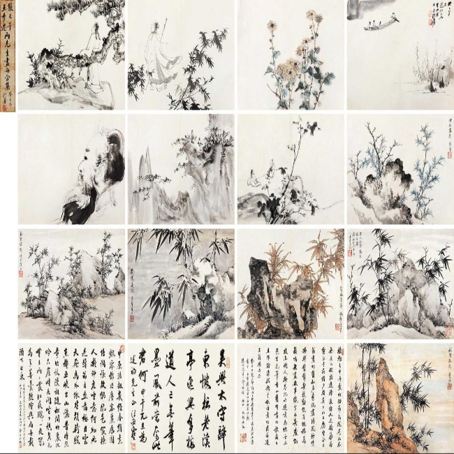 张大千 王季迁 等 1953年作 山水人物合册 镜心