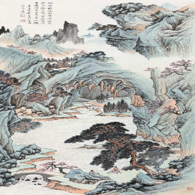 郑午昌 1942年作 桃源鸣琴 立轴