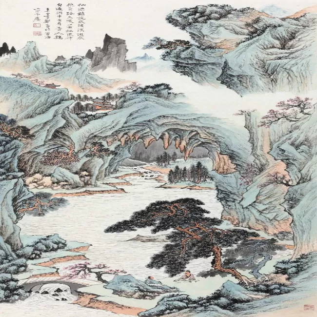 郑午昌 1942年作 桃源鸣琴 立轴