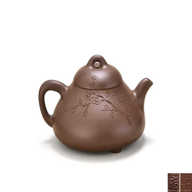 吉安款行有恒堂板花诗文石瓢壶