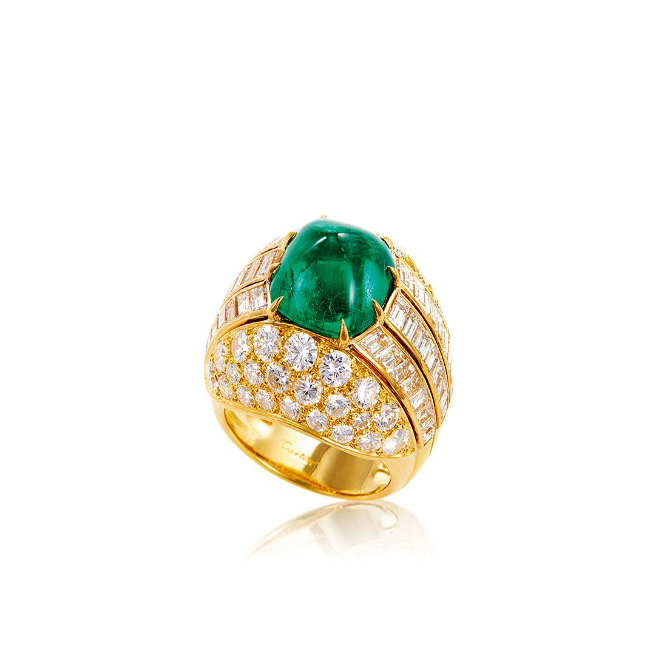 5.95克拉天然哥伦比亚祖母绿配钻石戒指 未经注油 卡地亚 Cartier