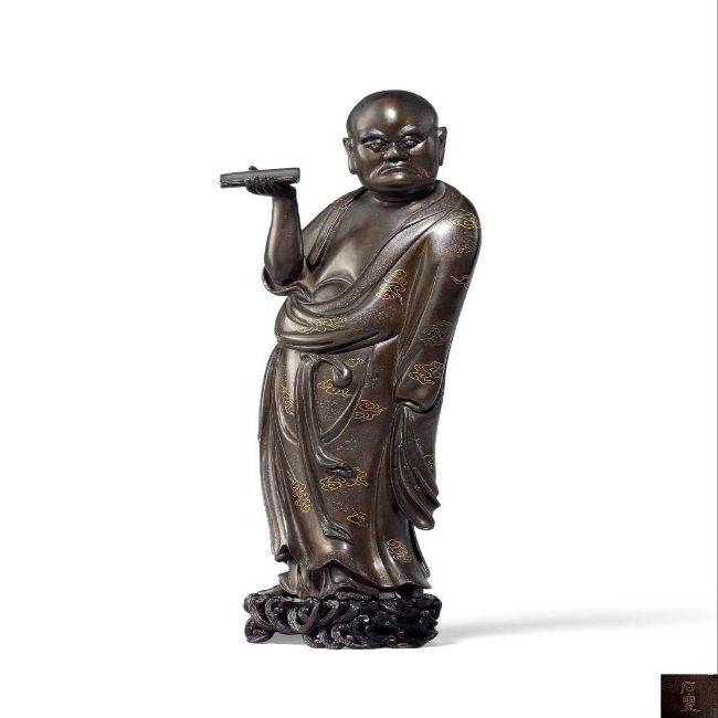 铜错金错银达摩