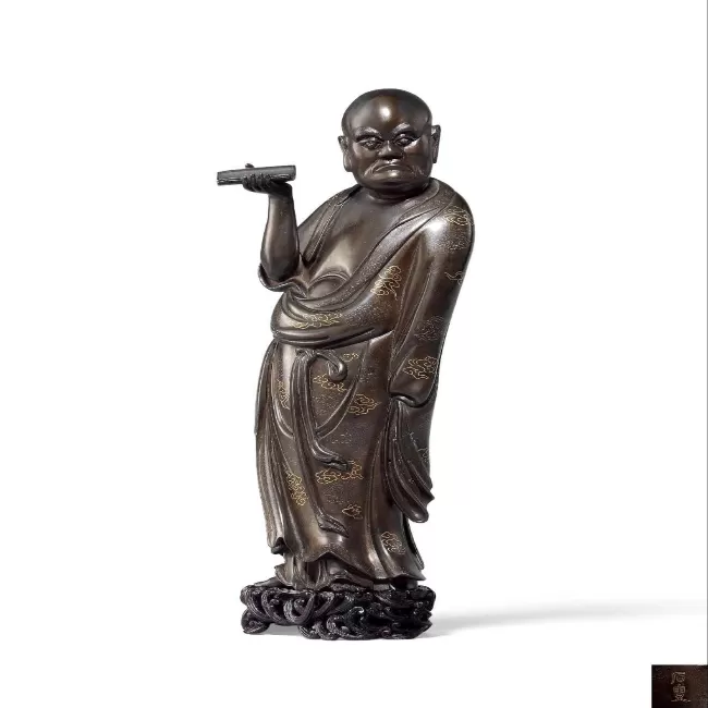 铜错金错银达摩