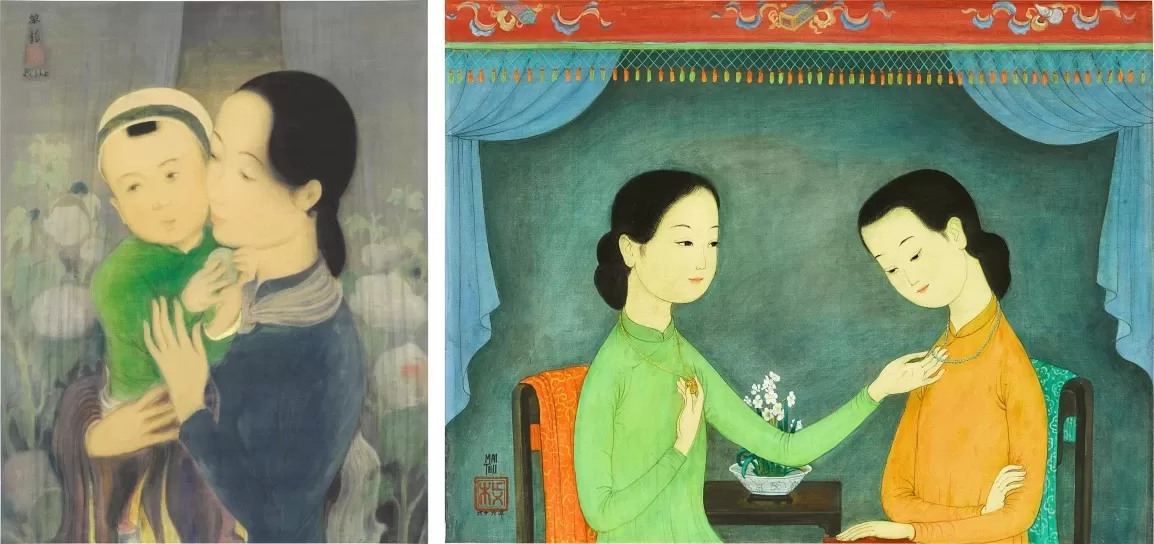 黎谱，《母与子，于花丛前》