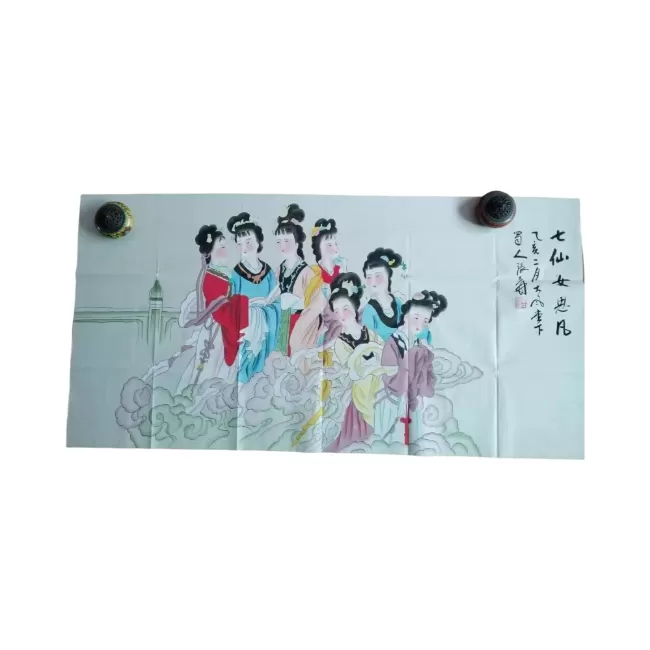  张大千《七仙女思凡》工笔仕女图